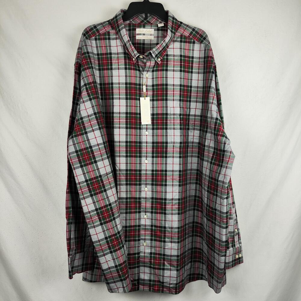 Gold Label Roundtree & Yorke Shirt Mens 4XLT Plaid Non Iron Button Down Cotton